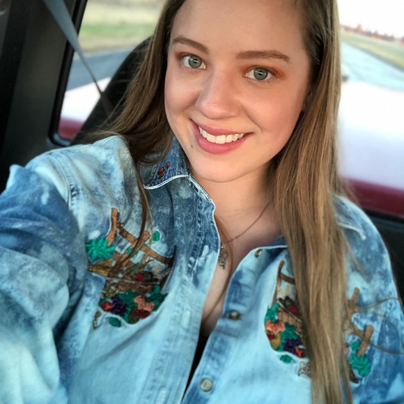 Customized OOAK Vintage Acid Washed Denim Shirt - 90’s Embroidered Fall Harvest - Picture 12 of 12